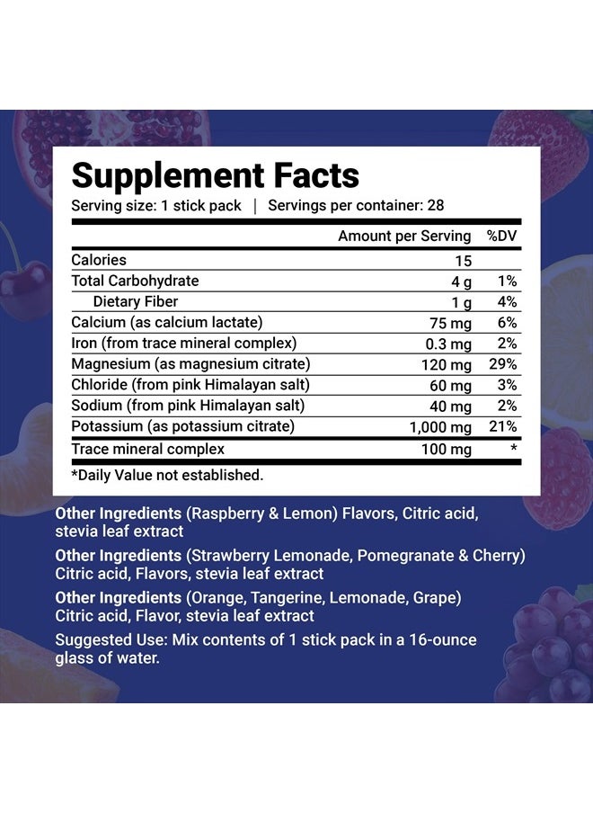 Dr. Berg Sugar Free Electrolyte Powder Packets (Variety Pack) - Daily Electrolyte Drink Mix - 28 Total Hydration Packets Sugar Free - Keto Electrolytes Powder Packets No Sugar - 7 Delicious Flavors