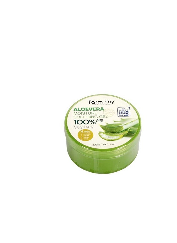 FARMSTAY Aloe Vera Moisture Soothing Gel - Hydrating Face Moisturizer - After Sun Gel for UV-Exposed Skin - Lightweight Body Moisturizer - 10.14 oz