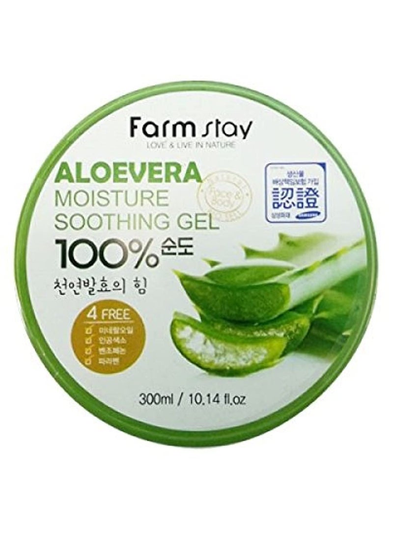 FARMSTAY Aloe Vera Moisture Soothing Gel - Hydrating Face Moisturizer - After Sun Gel for UV-Exposed Skin - Lightweight Body Moisturizer - 10.14 oz