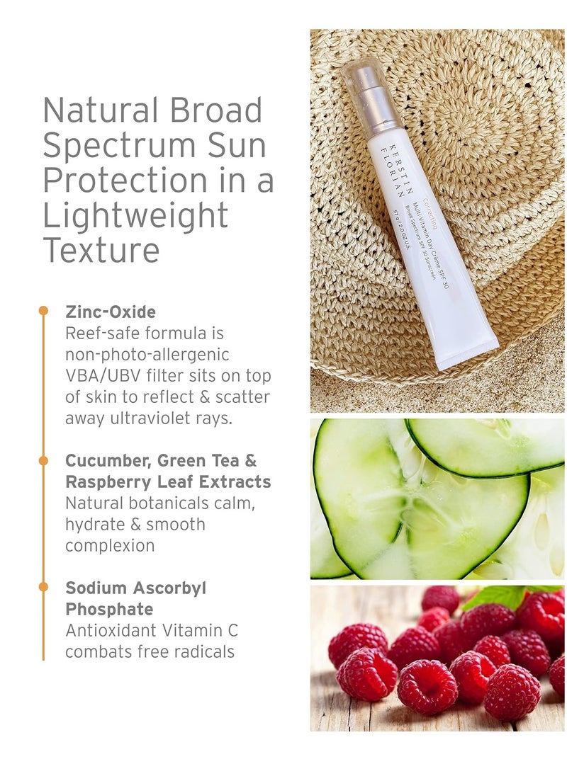 Kerstin Florian Multi Vitamin Day Creme SPF 30 | Daily Facial Moisturizer with Natural Zinc Oxide | Sunscreen with UVA and UVB Protection | Oil Free (2 oz)