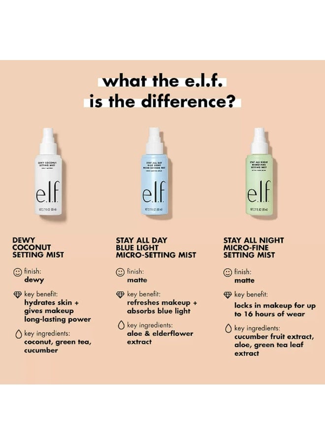 e.l.f. Stay All Night Micro-Fine Setting Mist, Hydrating & Refreshing Makeup Setting Spray For 16HR Wear-time, Vegan & Cruelty-Free, 2.7 Fl Oz