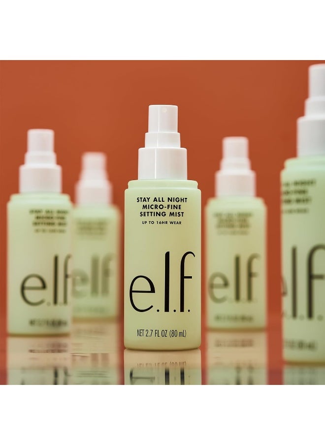 e.l.f. Stay All Night Micro-Fine Setting Mist, Hydrating & Refreshing Makeup Setting Spray For 16HR Wear-time, Vegan & Cruelty-Free, 2.7 Fl Oz