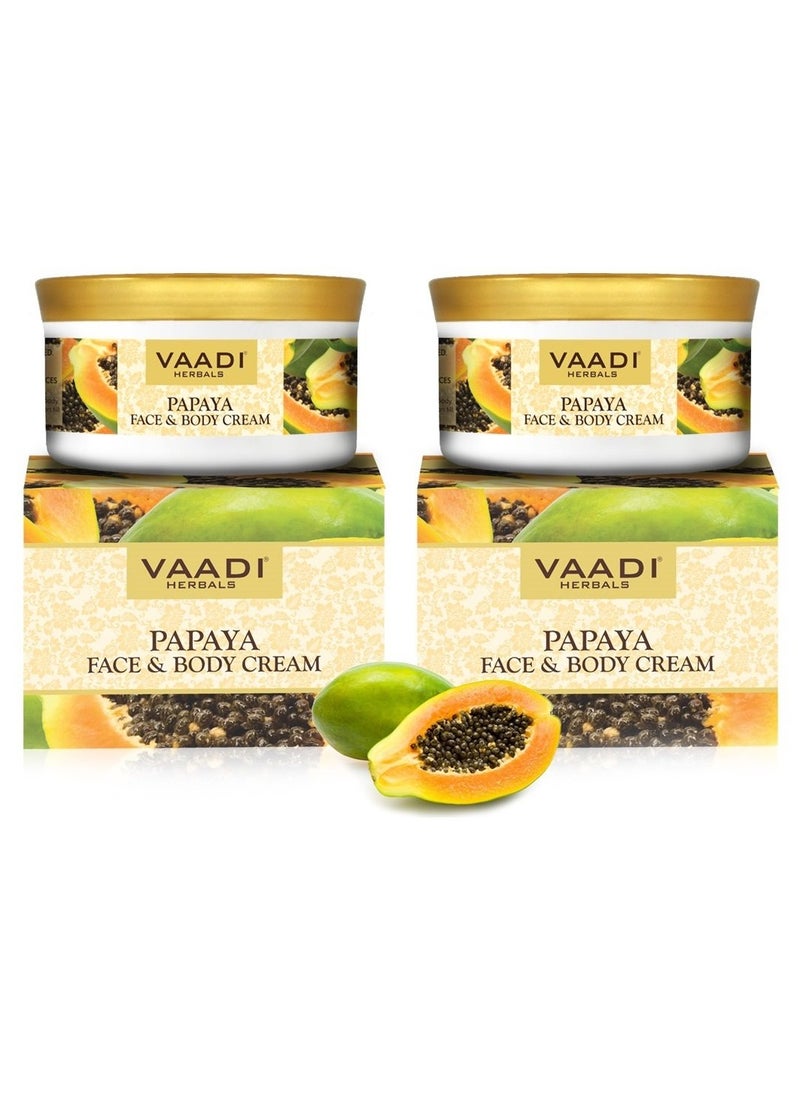 Papaya Face & Body Moisturizer Cream 10.6 Oz (Pack of 2 X 150 Gm) - Herbal Cream - All Natural - Paraban Free - Sulfate Free - Vaadi Herbals