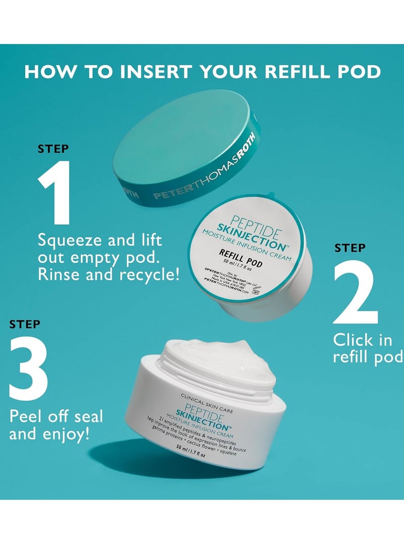 Peter Thomas Roth | Peptide Skinjection Moisture Infusion Cream, Refillable Moisturizer, For Loss of Firmness and Elasticity, Fine Lines & Wrinkles, Dryness, 21 Amplified Peptides & Neuropeptides