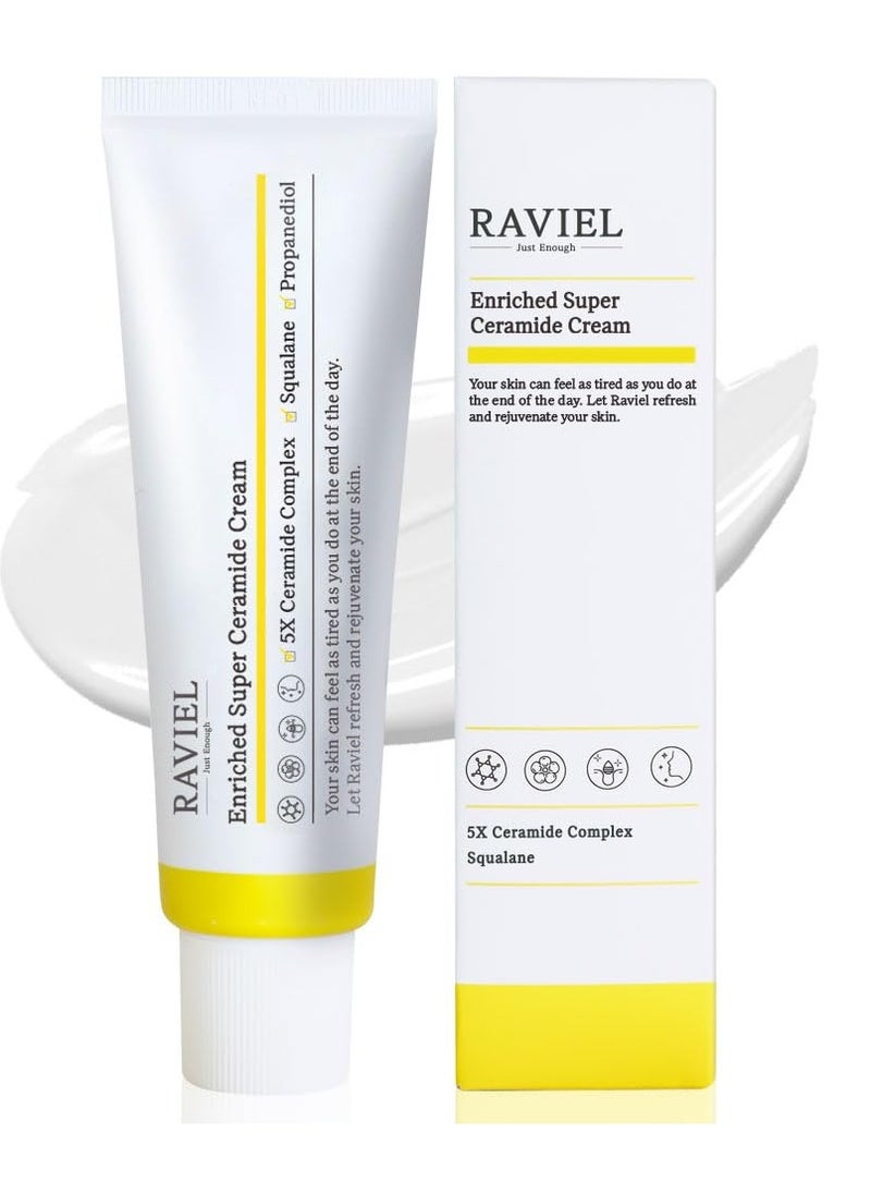 RAVIEL Enriched Super Ceramide Cream | | Skin Barrier moisturizer for Sensitive Skin | Hydrating & Nourishing Moisturizer with Hyaluronic Acid, Niacinamide | Korean Skin Care (1.69 fl oz)