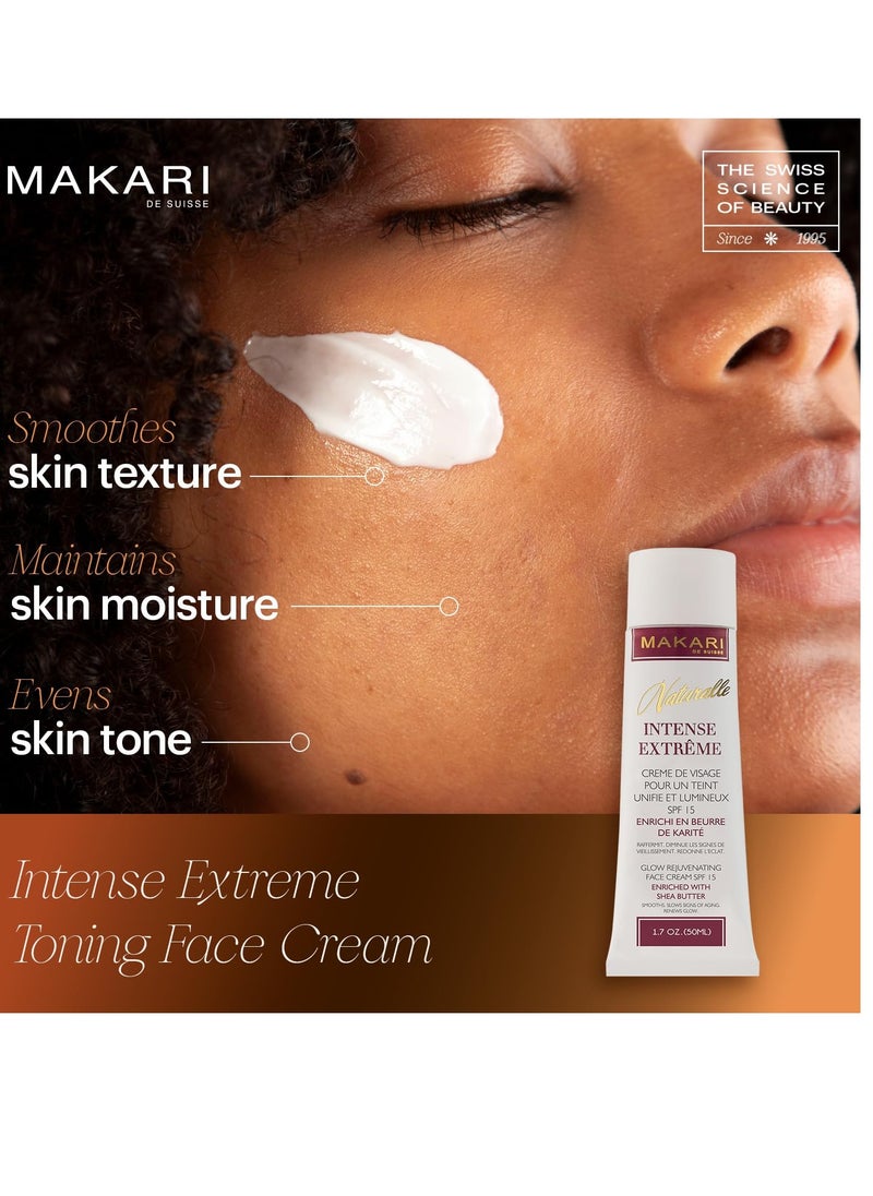 Makari Naturalle Intense Extreme Brightening Face Cream (1.7 oz) | Anti-Aging and Brightening Treatment for Acne Scars, Stretch Marks and Wrinkles | Moisturizer for Dry Skin with Shea Butter and SPF 16