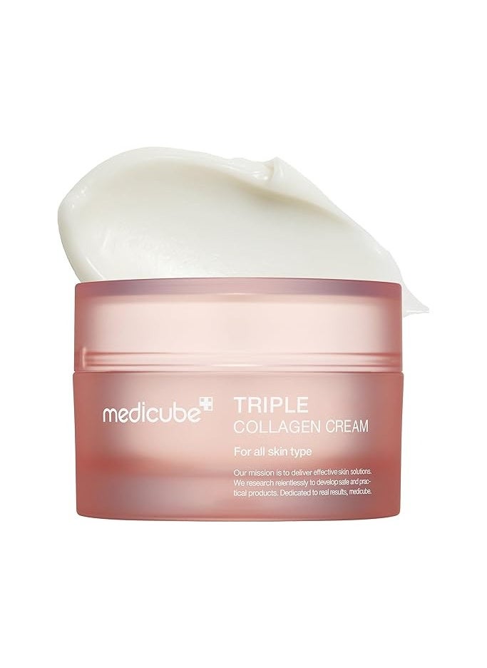 medicube Triple Collagen Cream - Hydrating & Firming Moisturizer with Hyaluronic Acid, Premium Elastin, Shea Butter - Wrinkle Care & Boosts Elasticity - Korean Skincare, 1.69 oz