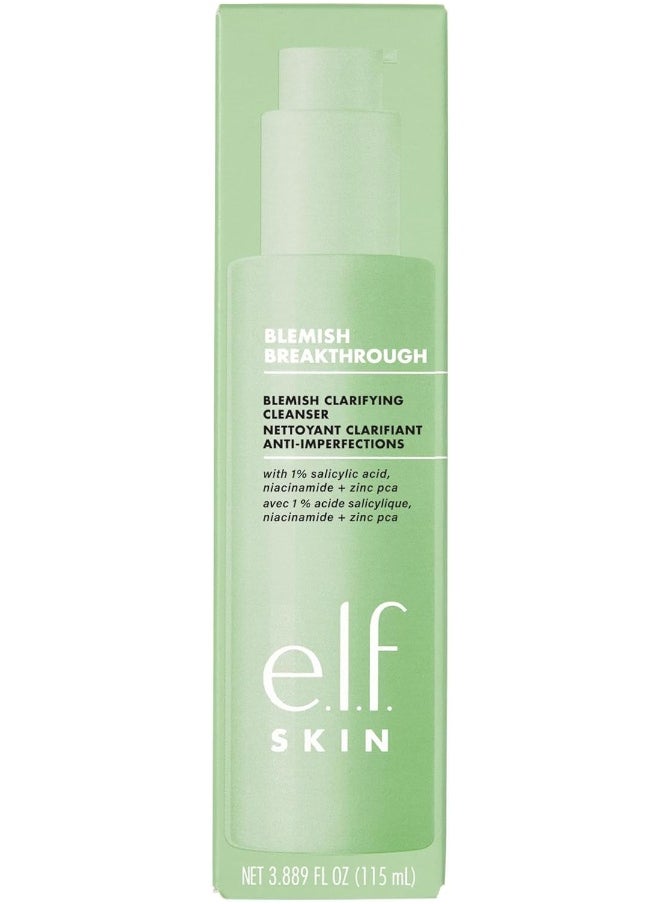 Skin Blemish Breakthrough Clarifying Cleanser, Gel Cleanser For Removing Makeup, Controlling Oil & Clarifying Pores, 1% Salicylic Acid