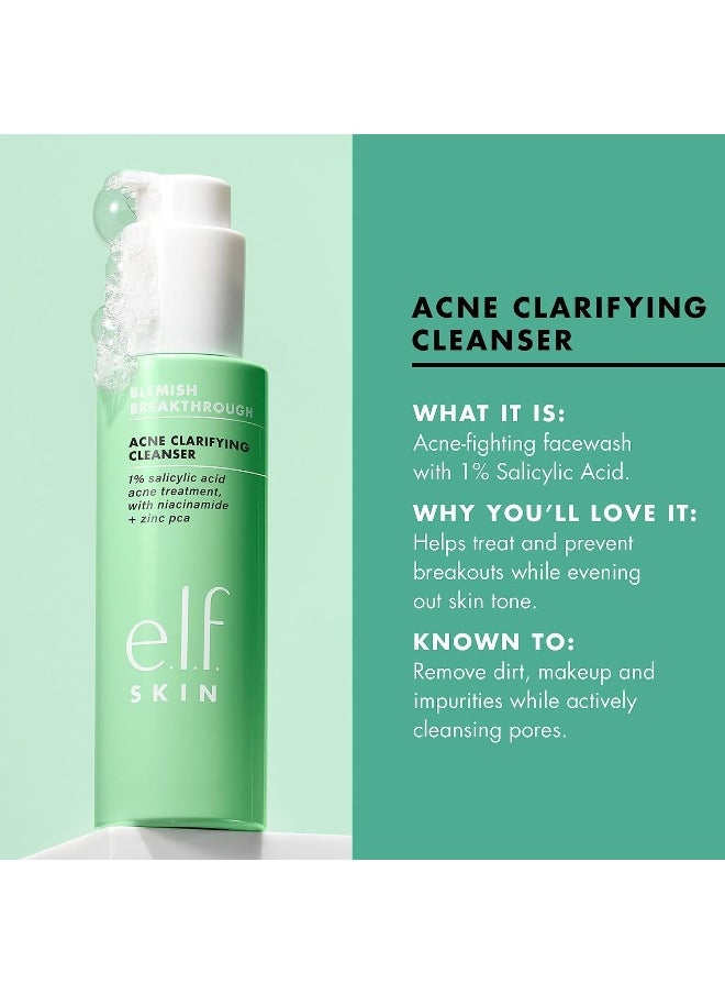 Skin Blemish Breakthrough Clarifying Cleanser, Gel Cleanser For Removing Makeup, Controlling Oil & Clarifying Pores, 1% Salicylic Acid