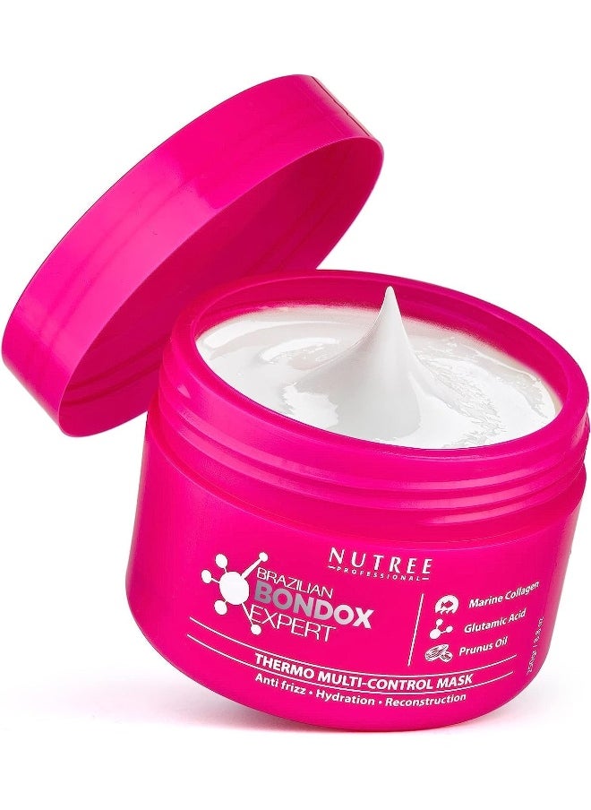 Hair Mask For Damaged Hair Brazilian Bondox Treatment - 250G Thermal Activated Mask For Dry Frizzy Hair | Formaldehyde Free Cruelty Free | Results For Up To 1-3 Months | Almond Hair Oil Hair Repair