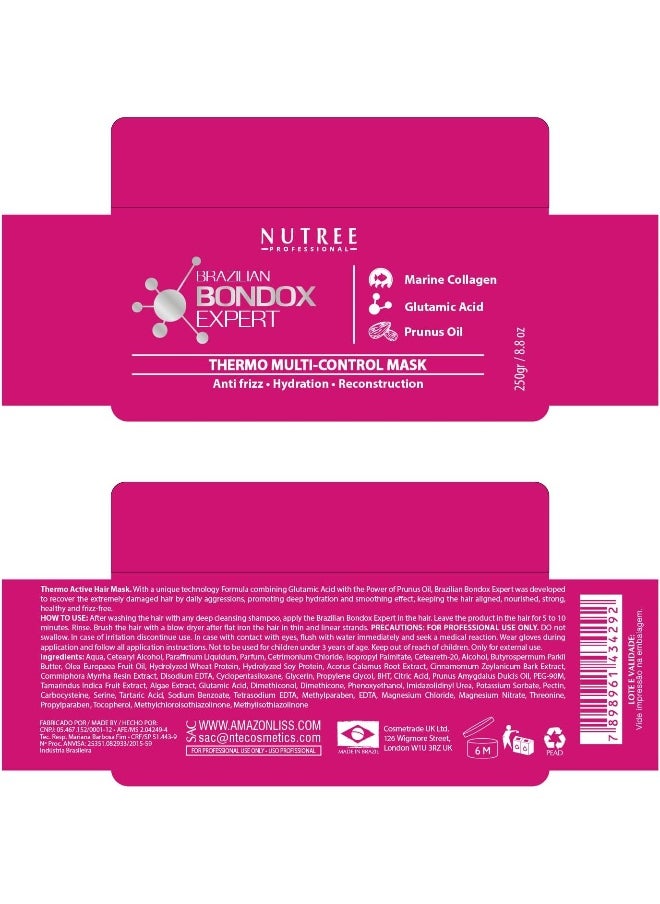 Hair Mask For Damaged Hair Brazilian Bondox Treatment - 250G Thermal Activated Mask For Dry Frizzy Hair | Formaldehyde Free Cruelty Free | Results For Up To 1-3 Months | Almond Hair Oil Hair Repair