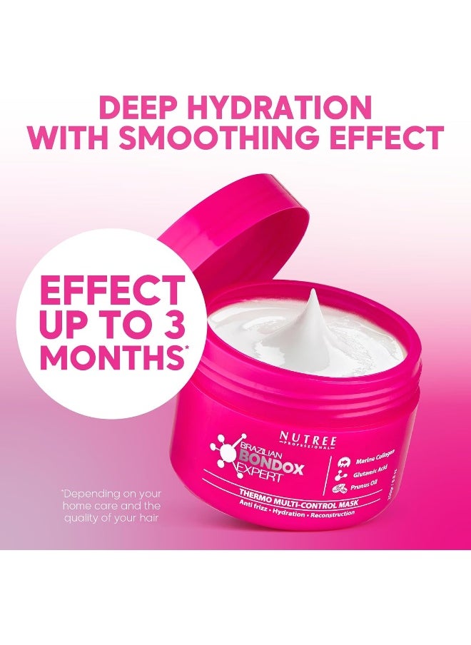 Hair Mask For Damaged Hair Brazilian Bondox Treatment - 250G Thermal Activated Mask For Dry Frizzy Hair | Formaldehyde Free Cruelty Free | Results For Up To 1-3 Months | Almond Hair Oil Hair Repair