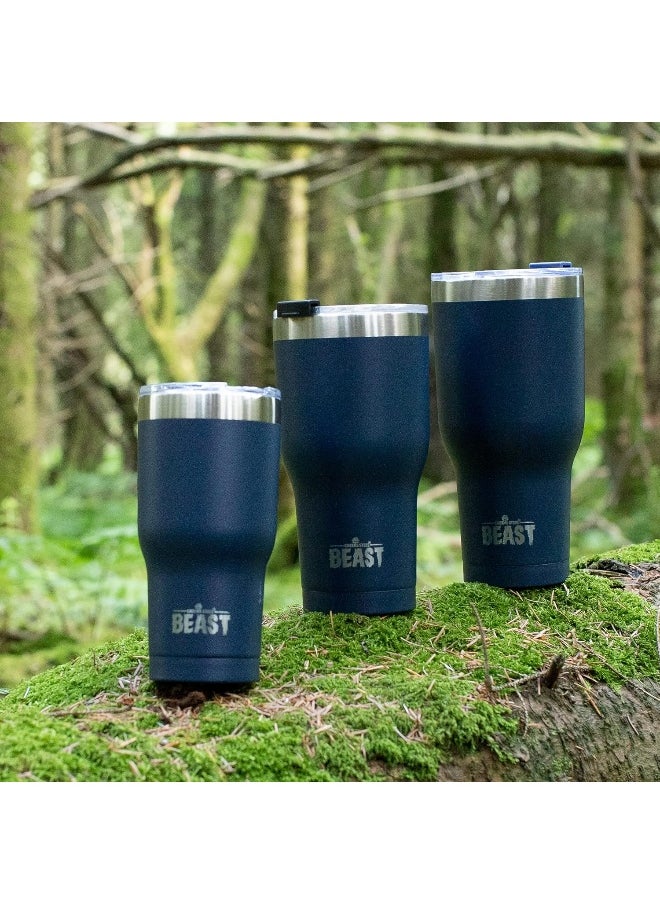 Beast Tumbler - 550 ml (20 oz), Royal Blue | Reusable Stainless Steel, Vacuum Insulated Cup | with + 2 Straws & Cleaning Brush | Double Wall Travel Flask Perfect for Hot or Iced Coffee | BPA Free