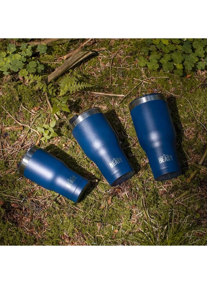 Beast Tumbler - 550 ml (20 oz), Royal Blue | Reusable Stainless Steel, Vacuum Insulated Cup | with + 2 Straws & Cleaning Brush | Double Wall Travel Flask Perfect for Hot or Iced Coffee | BPA Free