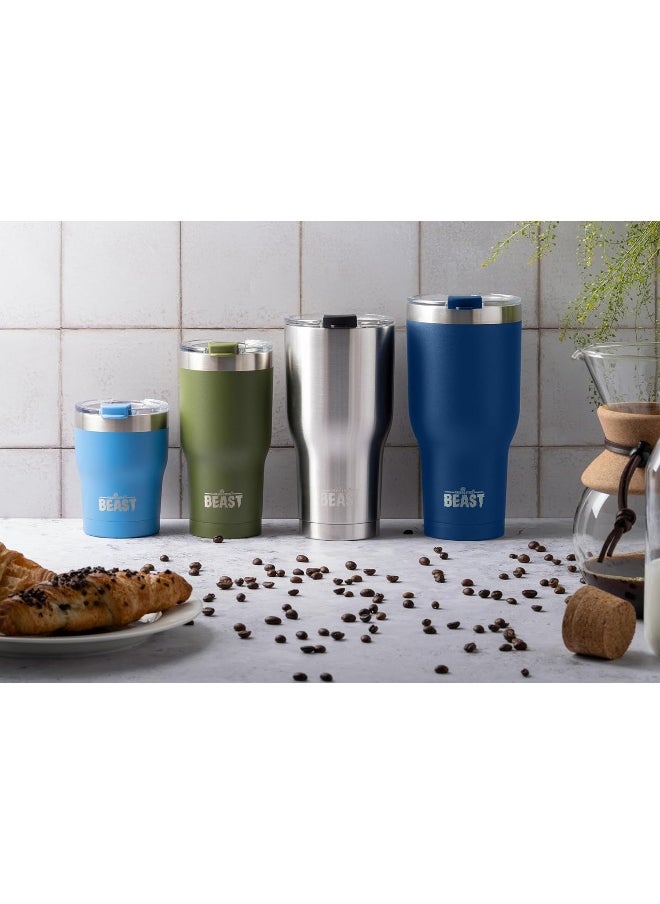 Beast Tumbler - 550 ml (20 oz), Royal Blue | Reusable Stainless Steel, Vacuum Insulated Cup | with + 2 Straws & Cleaning Brush | Double Wall Travel Flask Perfect for Hot or Iced Coffee | BPA Free
