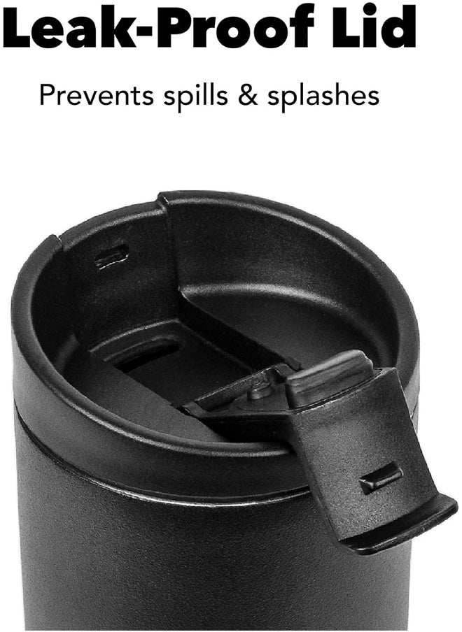 MiiR, Flip Traveler, Double-Wall Vacuum Insulated with Leakproof Lid, BPA-Free Stainless Steel Construction, Black, 12 Fluid Ounces