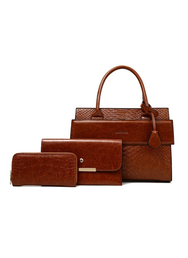 Women's 3-Piece Leather Handbag Set – Stylish Tote, Crossbody & Wallet – Spacious & Functional