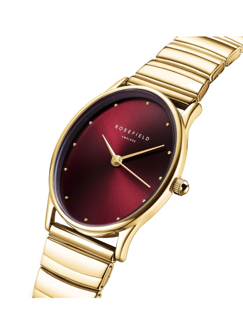Women's Oval Burgundy Gold Stainless Steel Watch OVGSG-OV15