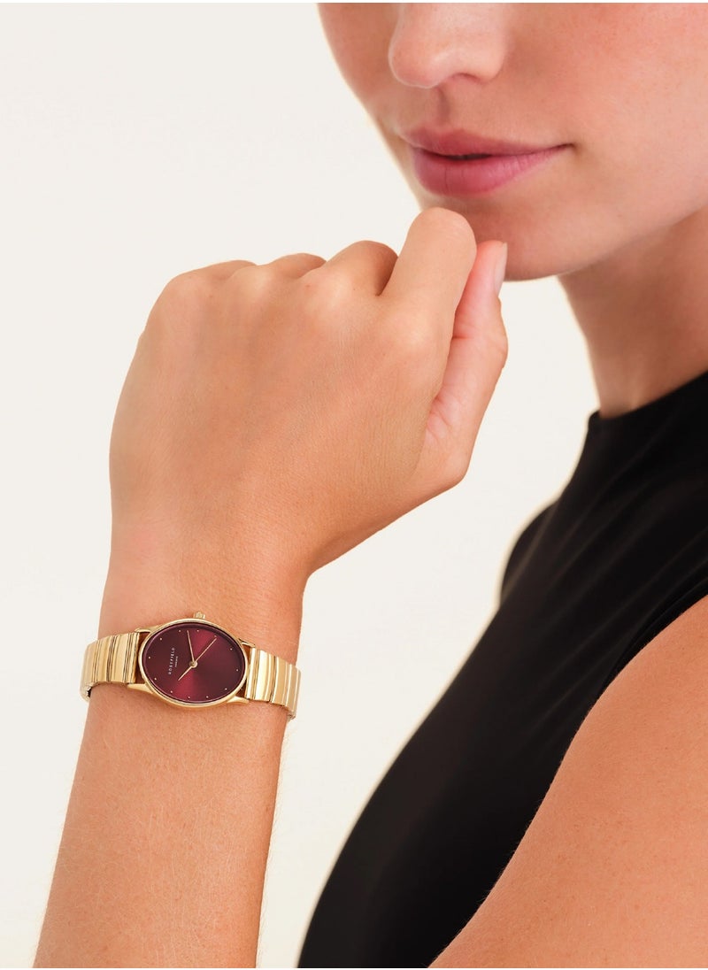 Women's Oval Burgundy Gold Stainless Steel Watch OVGSG-OV15