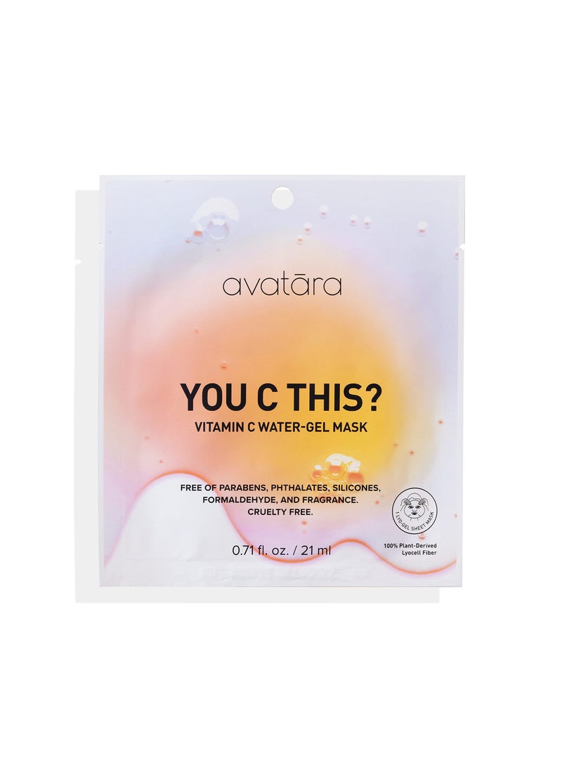 Avatara  You C This Vitamin C WaterGel Mask Hydrating Mask Sheet masks with Niacinamide and Hyaluronic Acid Facial Mask Made with Natural Fibers ParabenFree Vitamin C Face Mask 071 floz