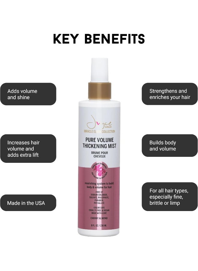 Miracle Elixir Collection Joyce Giraud Volumizing & Thickening Mist, Adds Body & Fullness, Cherry Almond Scent, 8 Fl. Oz