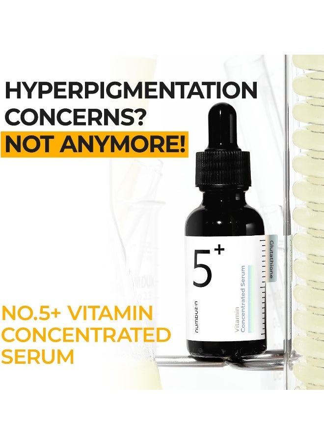 No.5+ Vitamin Concentrated Serum | Glutathione & Vitamin Serum, Dark Spot, Korean Skincare 1.01Fl.Oz/30Ml
