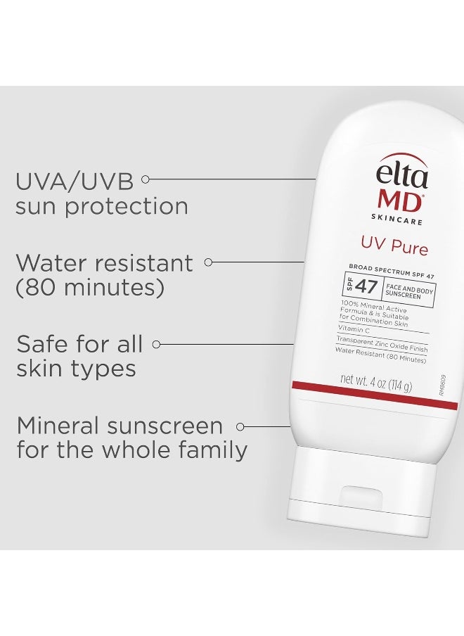 Uv Pure Sunscreen Broad-Spectrum Spf 47, Water-Resistant, Oil-Free, 4.0 Oz