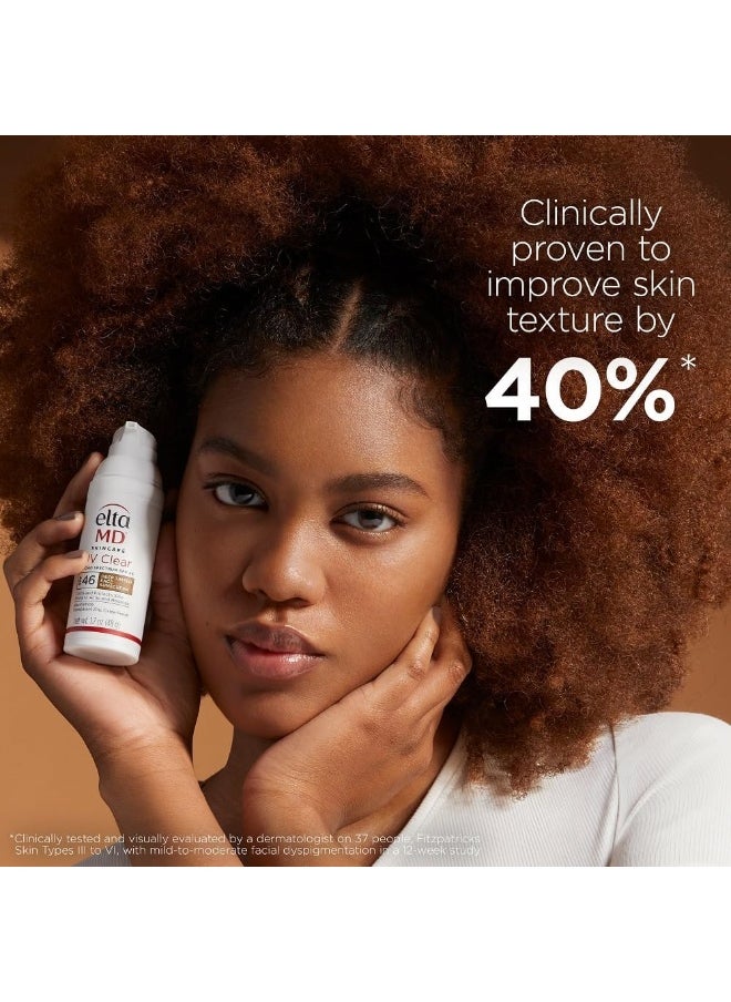 Uv Clear Deep Tint Face Sunscreen, Spf 46 Tinted Sunscreen With Zinc Oxide, Oil-Free, For Sensitive Skin, Acne-Prone Skin, Lightweight, Dermatologist Recommended, 1.7 Oz