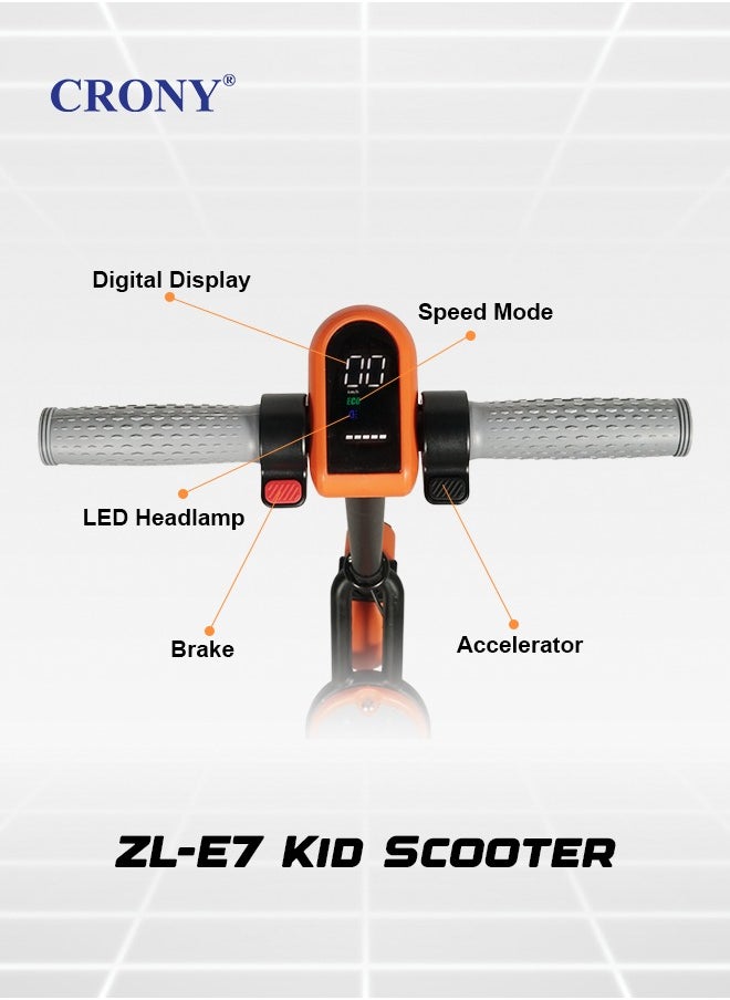 ZL-E7 kids Electric Scooter LED Headlamps Bluetooth Connectivity resistant anti slip rubber Vacum tire 7kg Aluminum Alloy Frame Material load 60kg E Scooter Foldable skateboard E-Bike Brushless orange