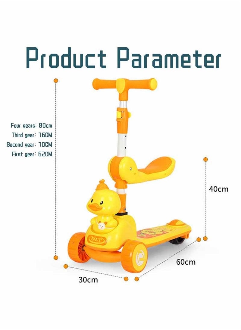 Kids Scooter - Toddler Scooter for Kids 3-6, Adjustable Height &Foldable 3 Wheel Scooter for Boys & Girls- Kids Three Wheel Scooter with Light Up LED Wheels