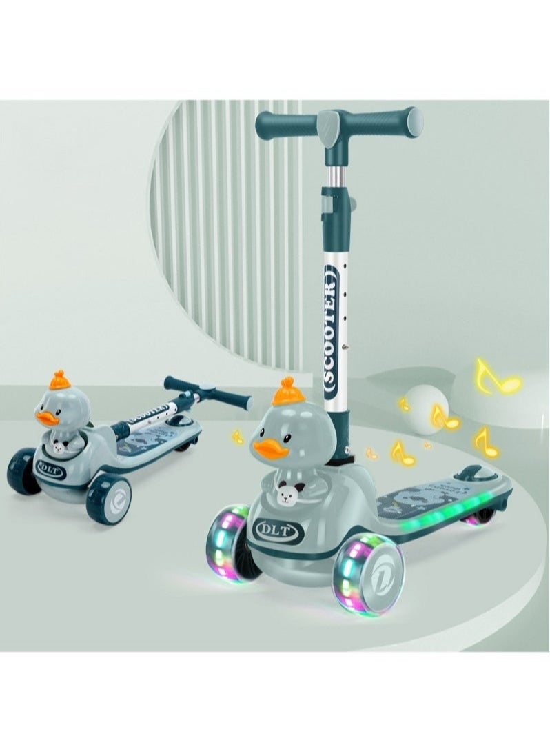 Kids Scooter - Toddler Scooter for Kids 3-6, Adjustable Height &Foldable 3 Wheel Scooter for Boys & Girls- Kids Three Wheel Scooter with Light Up LED Wheels