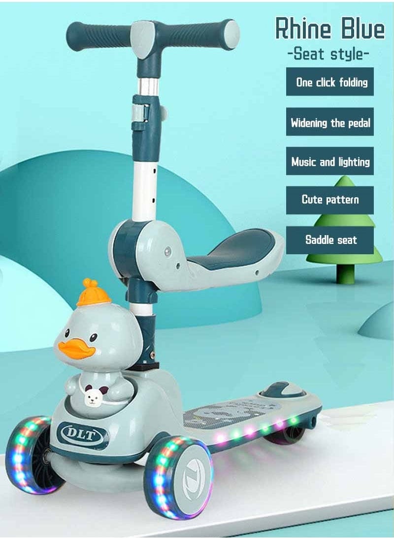 Kids Scooter - Toddler Scooter for Kids 3-6, Adjustable Height &Foldable 3 Wheel Scooter for Boys & Girls- Kids Three Wheel Scooter with Light Up LED Wheels