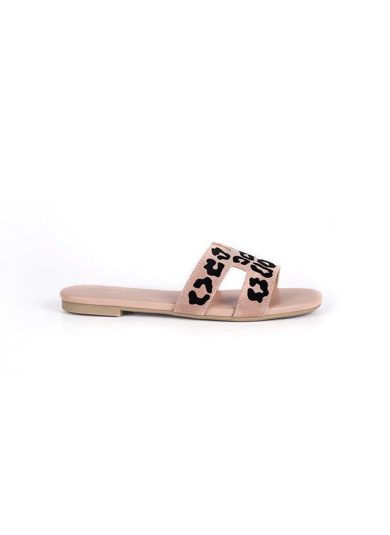 Ladies  flat slide Sandals printed