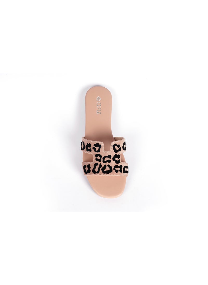 Ladies  flat slide Sandals printed