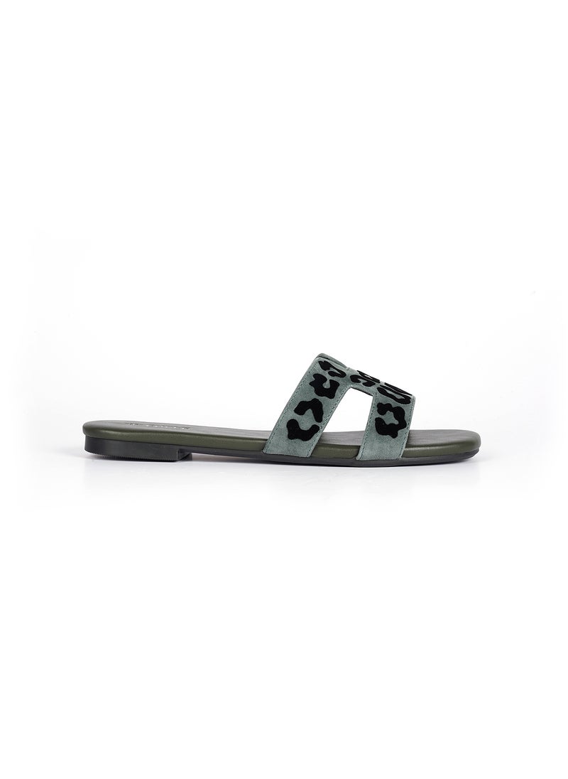 Ladies  flat slide Sandals printed