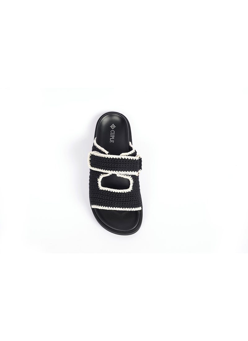 Ladies Slip-on velcro knitted Sandals