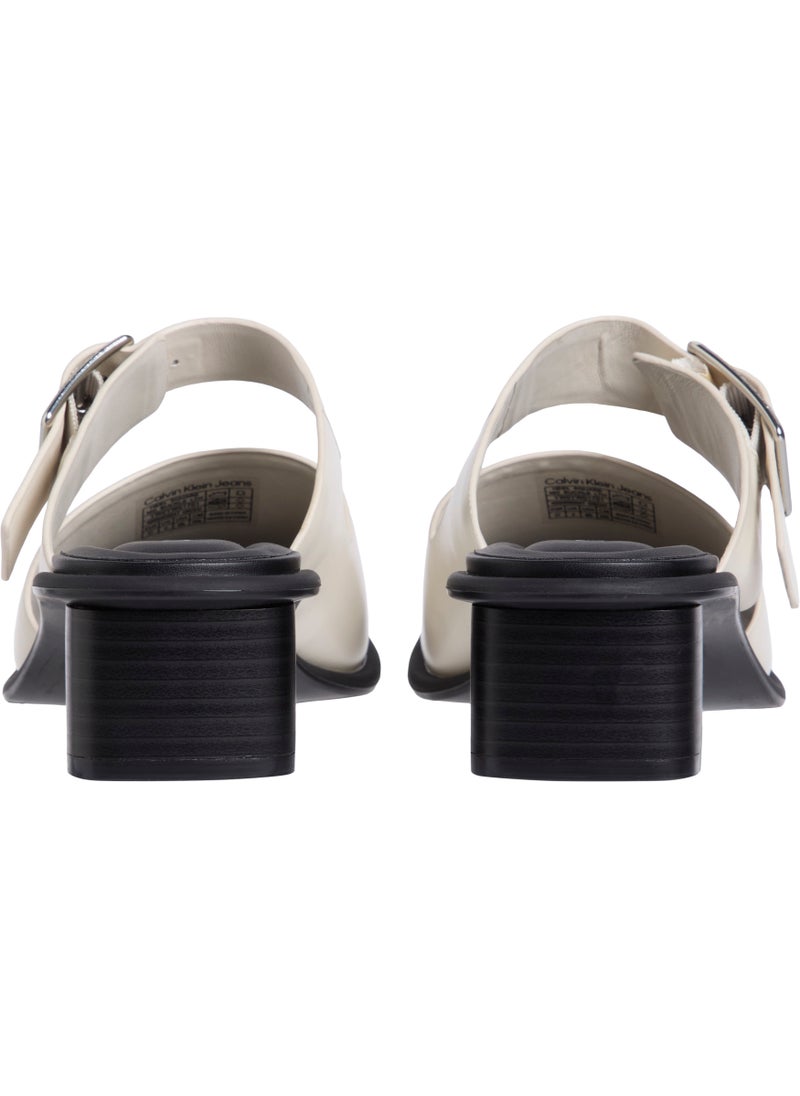 LEATHER HEELED SANDALS WITH BUCKLE