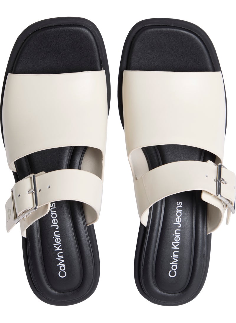 LEATHER HEELED SANDALS WITH BUCKLE