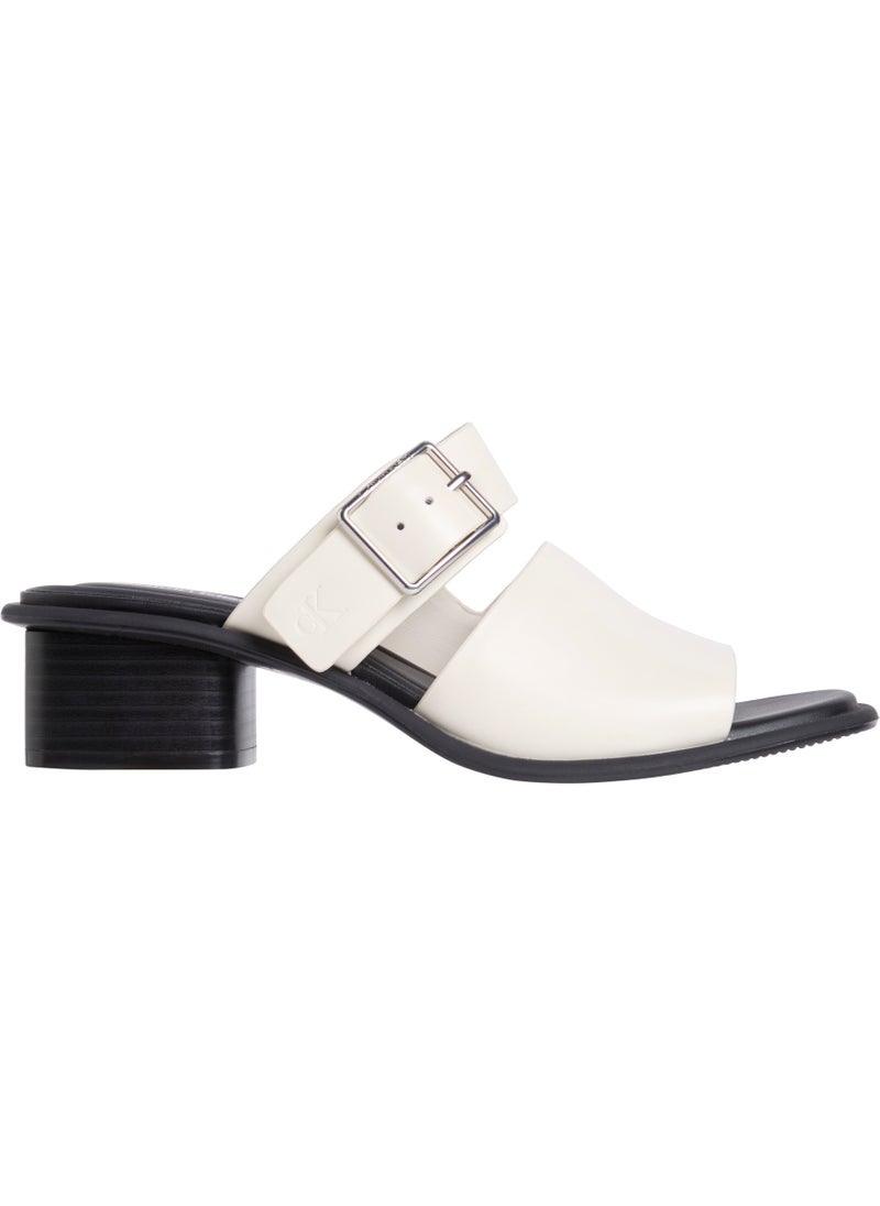 LEATHER HEELED SANDALS WITH BUCKLE