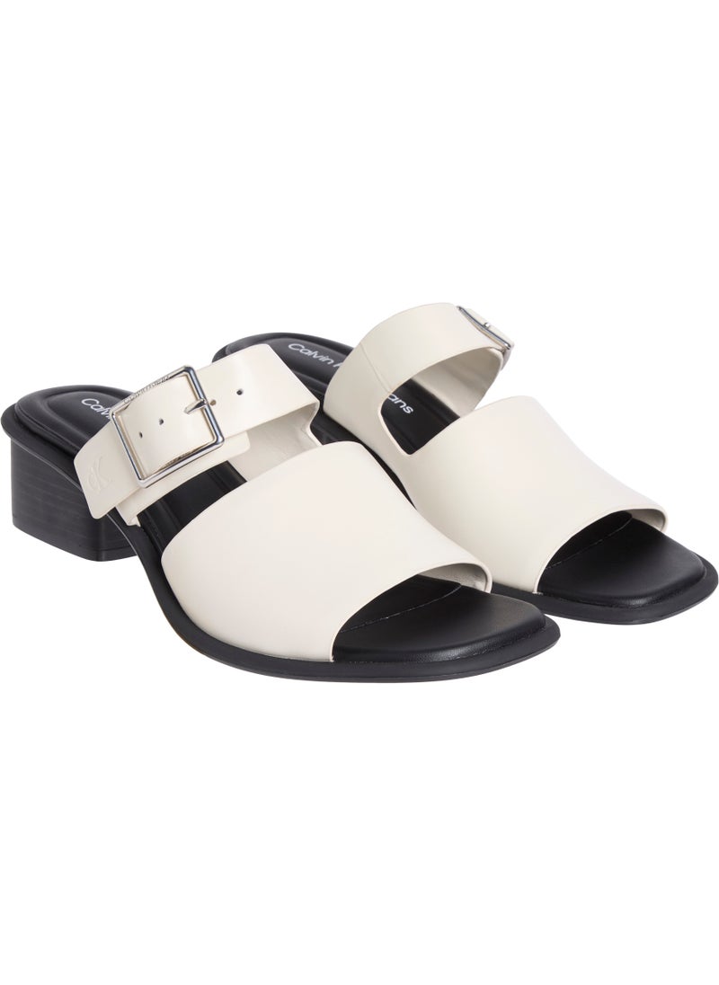 LEATHER HEELED SANDALS WITH BUCKLE