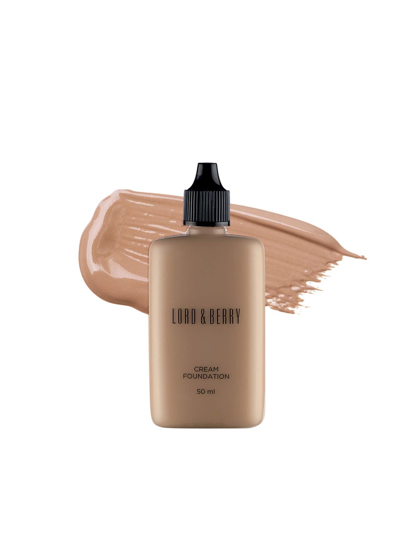 Lord & Berry CREAM FOUNDATION Makeup Long Lasting Full Coverage Lightweight Liquid Foundation Contains Antioxidants, Moisturizers, UVA-UVB Filters & Anti-Pollution Extracts, Ivory, 1.69 Fl oz