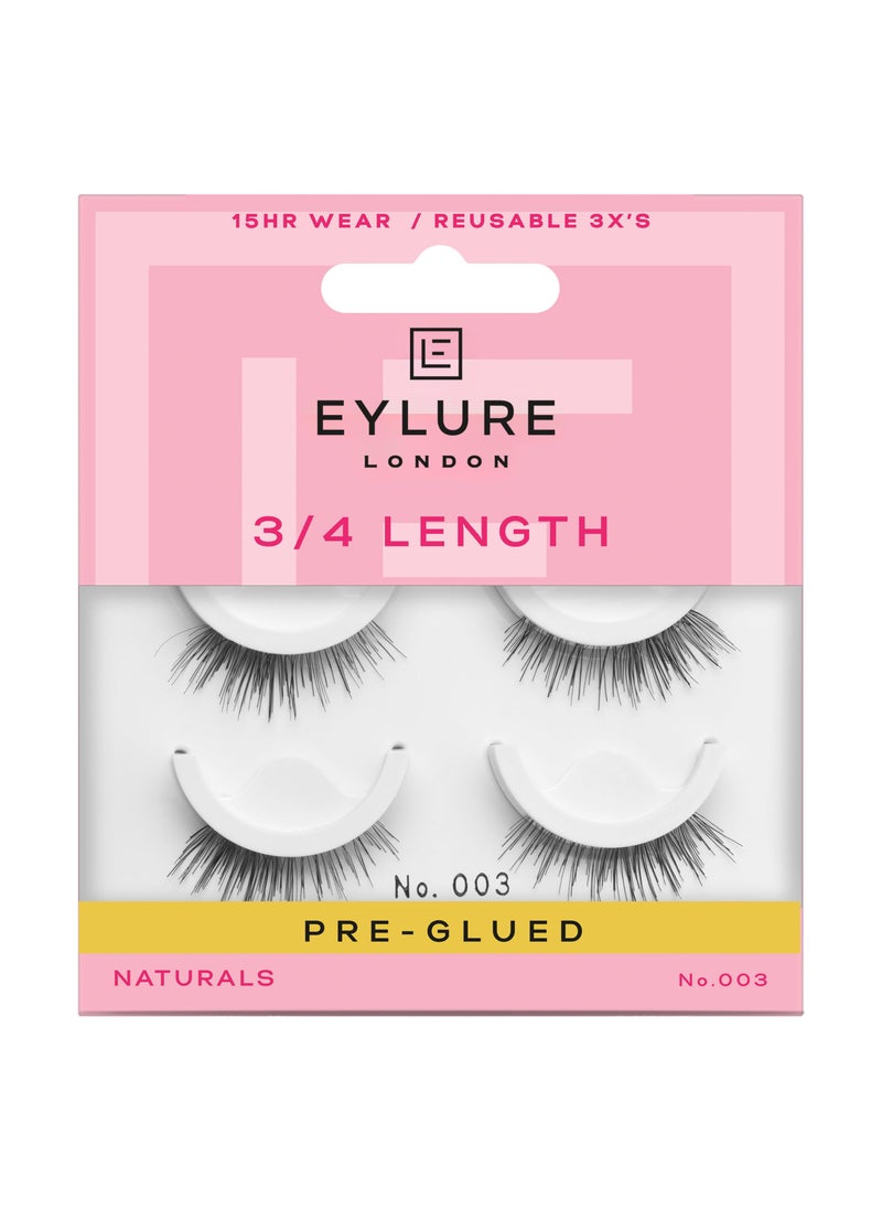 Eylure Press On Pre-Glued False Eyelashes, Light & Wispy Accent Lash, No. 003, Twin Pack