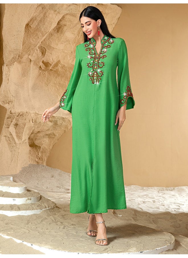 High-End Beaded Embroidery Fashion Abaya Dress