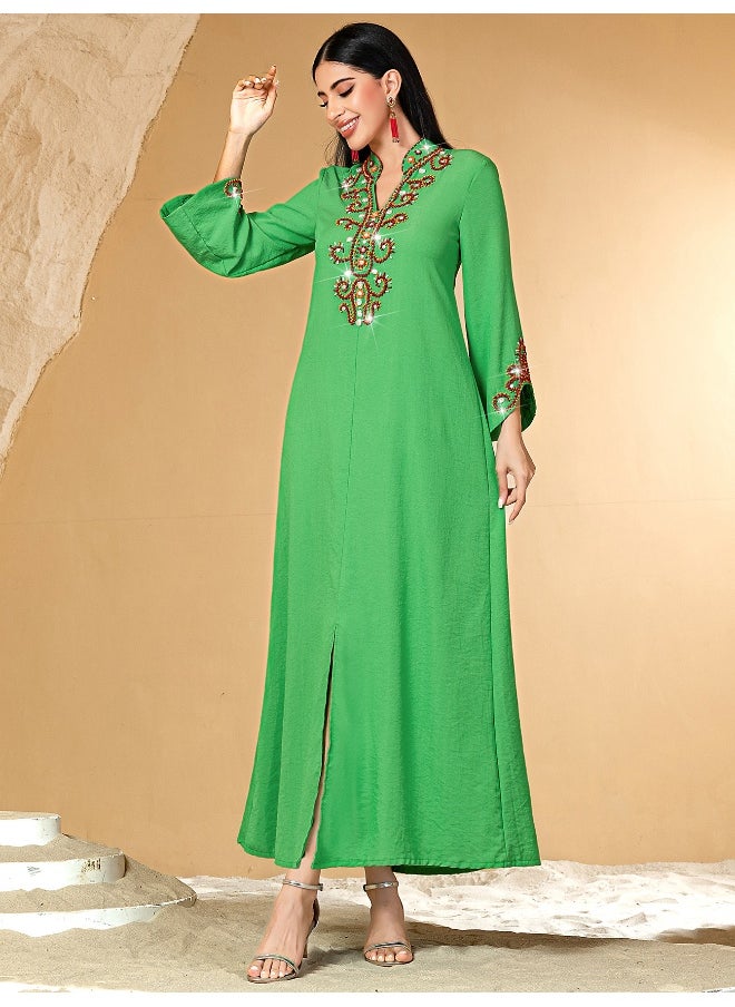 High-End Beaded Embroidery Fashion Abaya Dress