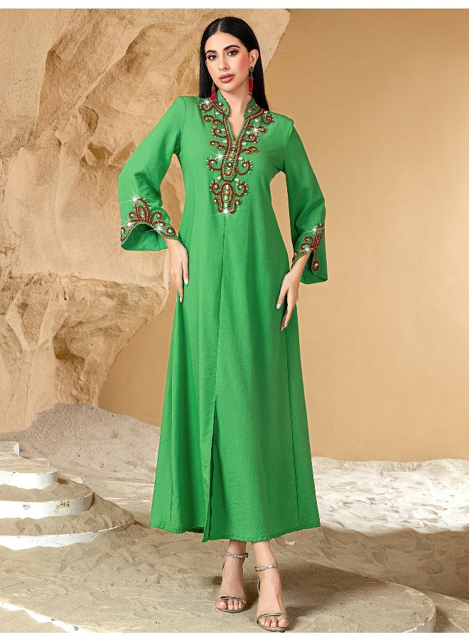 High-End Beaded Embroidery Fashion Abaya Dress