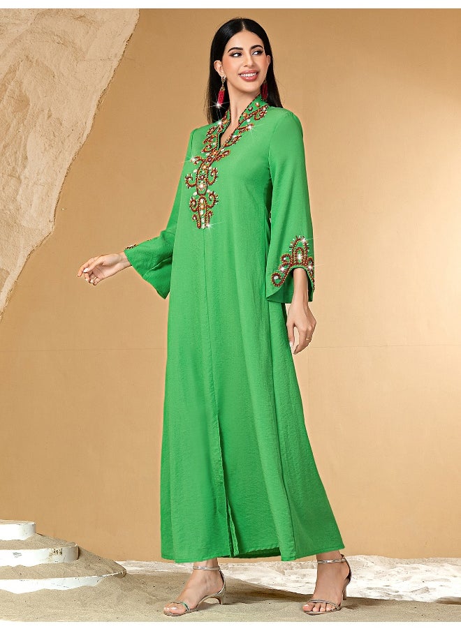High-End Beaded Embroidery Fashion Abaya Dress