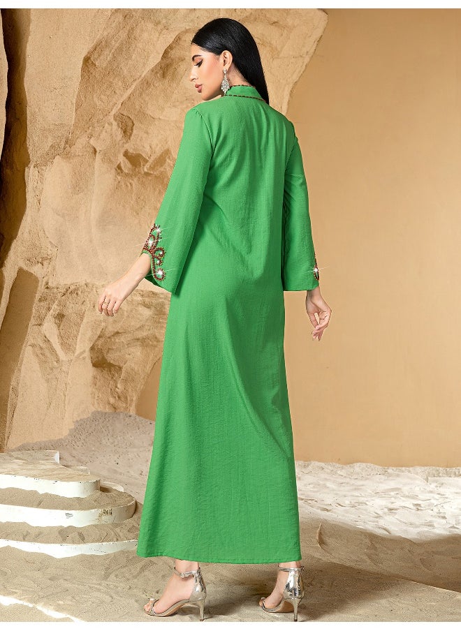 High-End Beaded Embroidery Fashion Abaya Dress