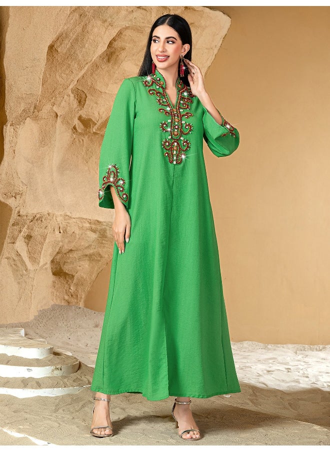High-End Beaded Embroidery Fashion Abaya Dress