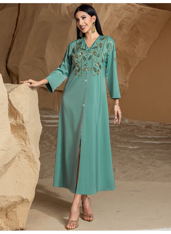 New Arabic Heavy-Duty Hand-Stitched Diamond Abaya Dress for Saudi Dubai