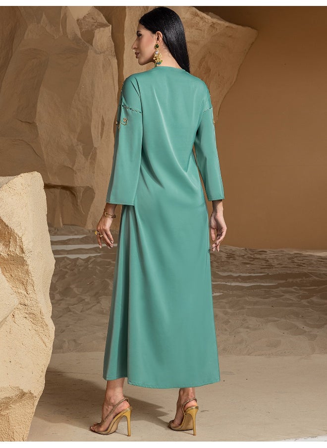 New Arabic Heavy-Duty Hand-Stitched Diamond Abaya Dress for Saudi Dubai